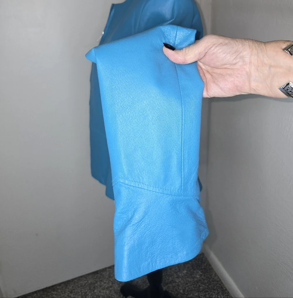 Shape FX Vibrant Blue Leather Jacket Size 14 (Fits More Like Sm 12 Or 10) - Picture 3 of 8